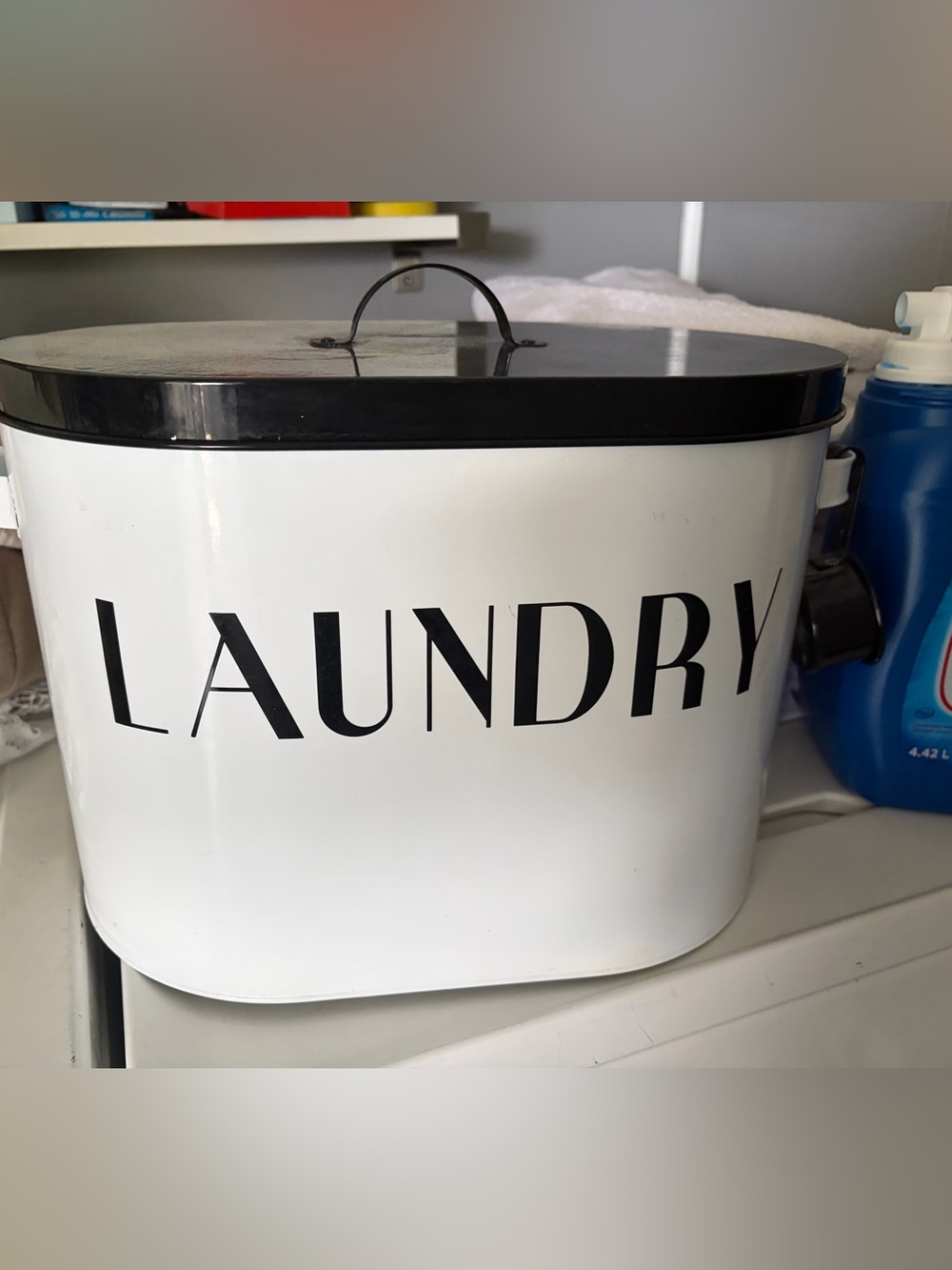 Laundry Metal Storage Canister - White and Black
